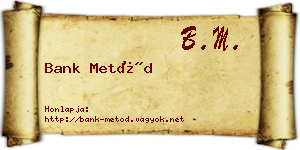 Bank Metód névjegykártya